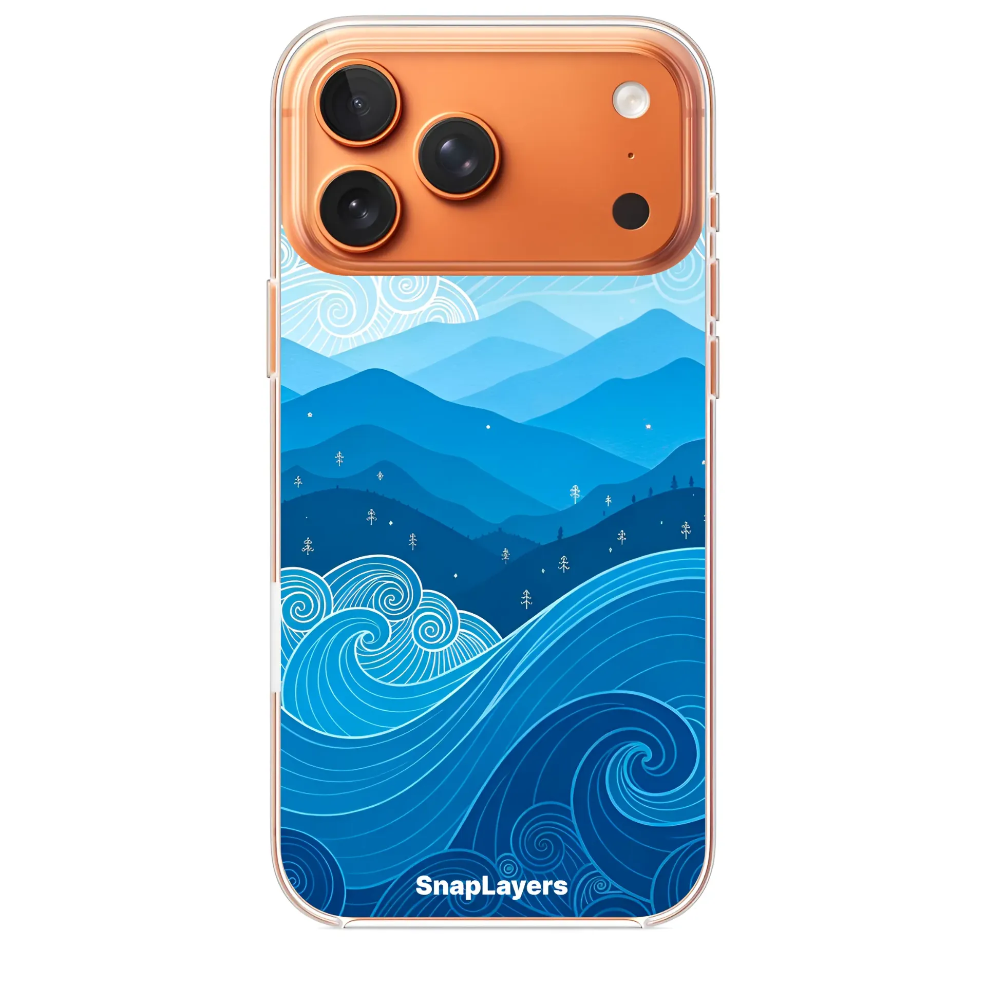Abstract Blue Wave & Mountain