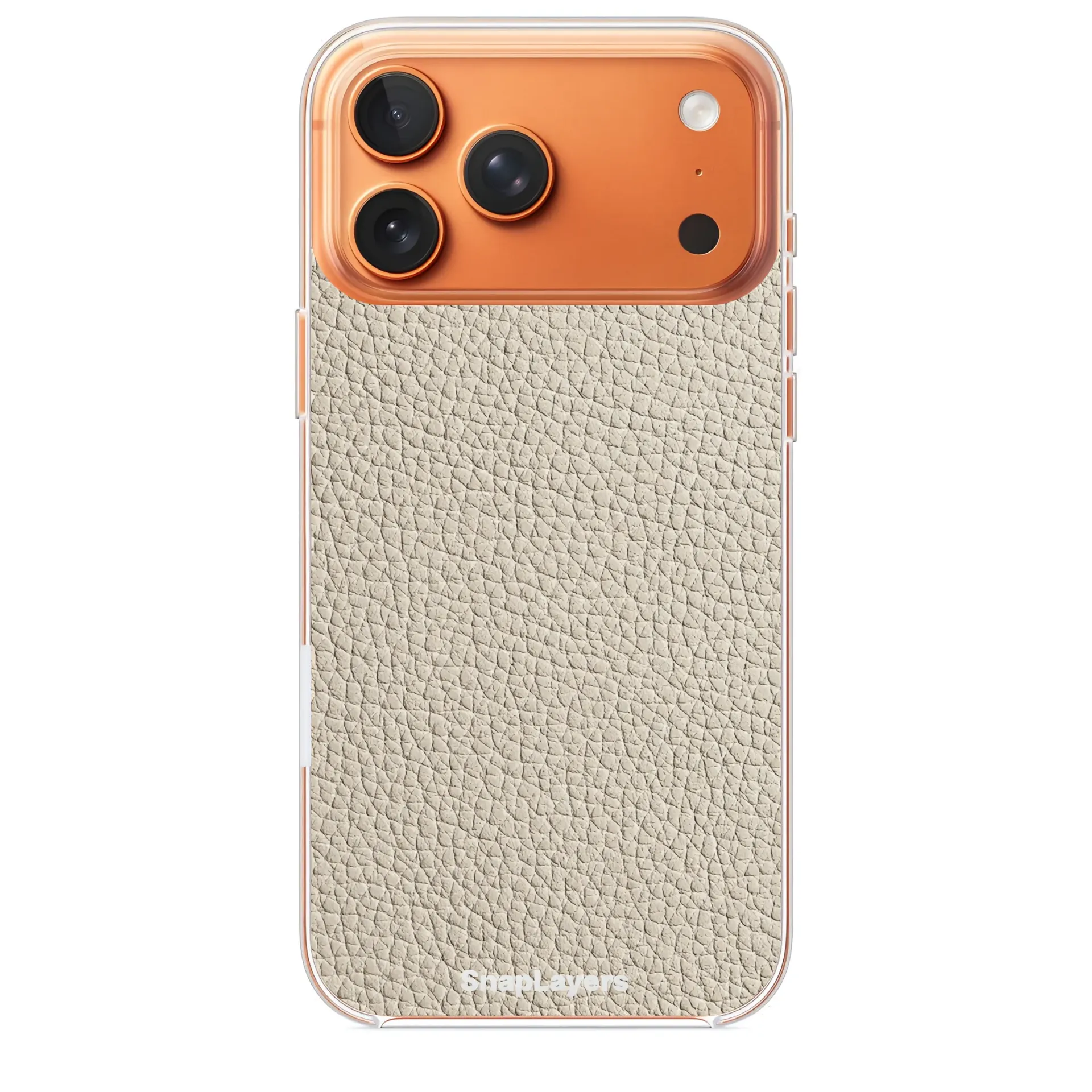 Beige Pebble-Grain Leather
